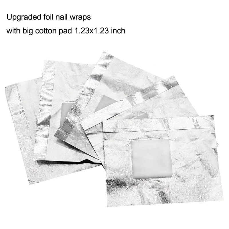 Nail Polish Remover Soak Off Gel Nail Polish Remover Foil Wraps 200Pcs with Larger Cotton Pad 1 Pcs Cuticle Pusher