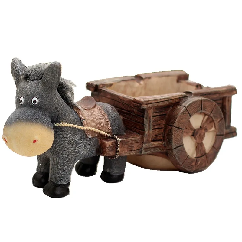 Ослик Pull Cart пепельница из смолы ремесла украшение подарок для дома гостиной