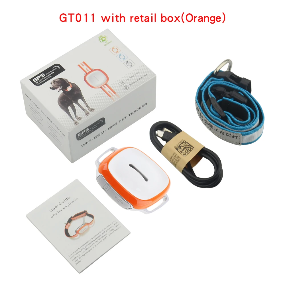 GT011 Водонепроницаемый мини ПЭТ gps трекер локатор с Wi-Fi GSM в реальном времени отслеживающее устройство поддержка гео-забор вибрационная сигнализация Функция - Цвет: With box Orange