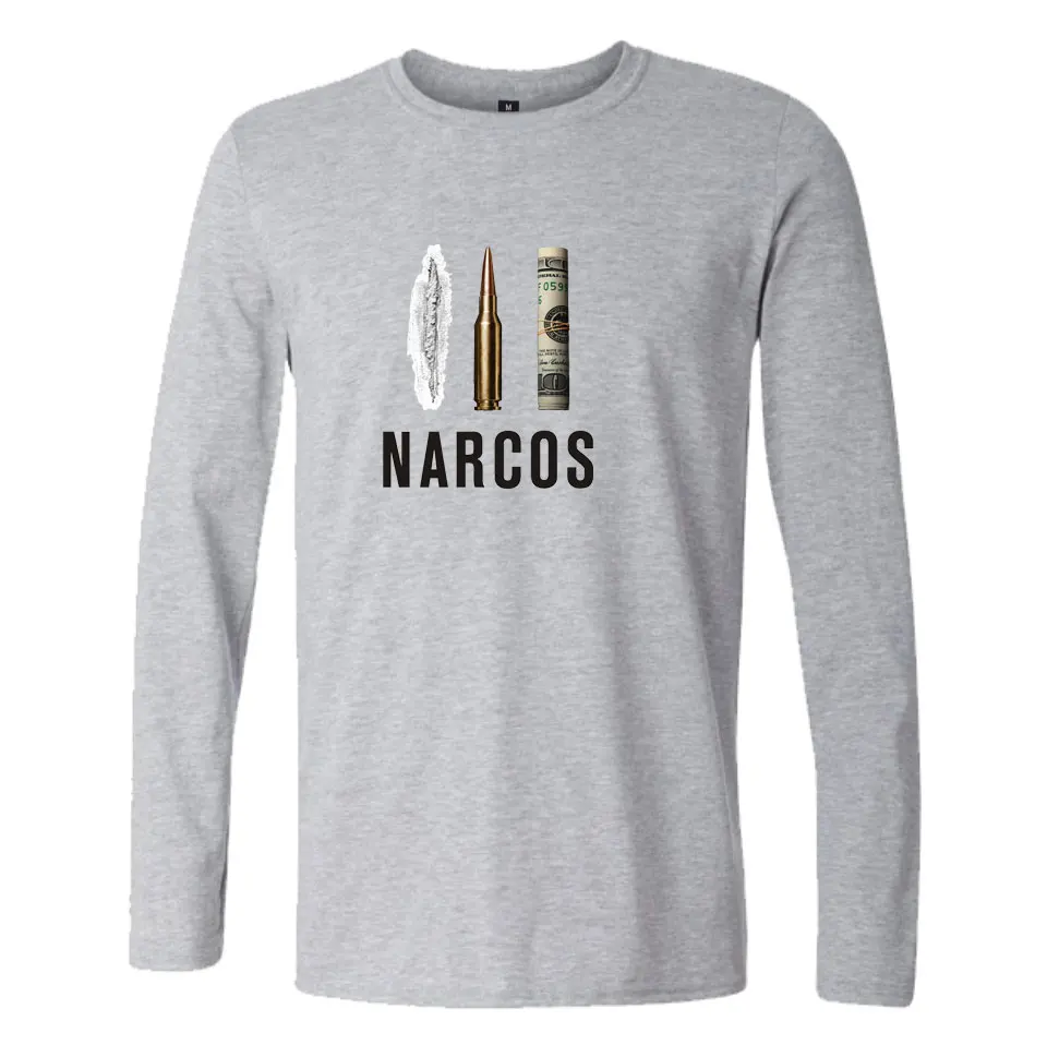 Narcos Pablo футболки с Пабло Эскобаром модные футболки с круглым вырезом и Длинными Рукавами Новое поступление повседневные мужские футболки с принтом Narcos Pablo Escobar