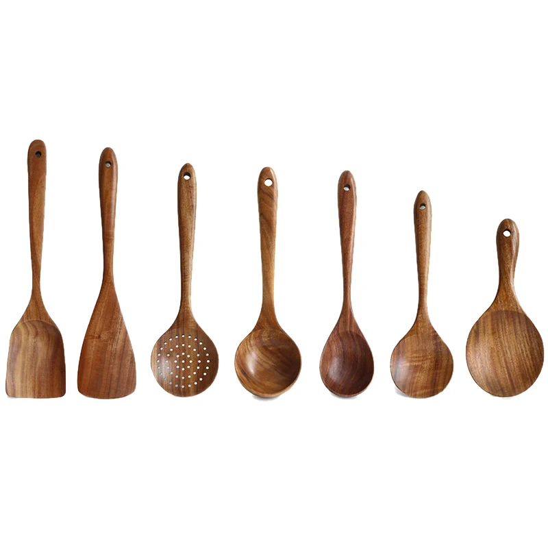 

Kitchen Utensils Set, Wooden Spoons for Cooking Non-Stick Pan Kitchen Tool Wooden Cooking Spoons and Wooden Utensil Storage Wood