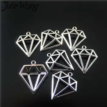 

Julie Wang 50PCS Hollow Triangle Charms Antique Silver Color Geometric Pendants Necklace Findings Jewelry Making Accessories