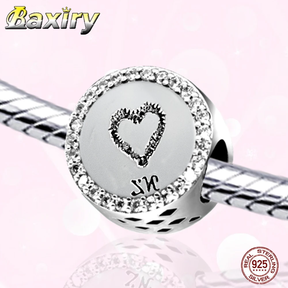 

100% Real 925 Sterling Silver Heart Shape Charm Bracelet DIY Beads Fit Bracelet Charms Silver 925 Original Beads Jewelry Making