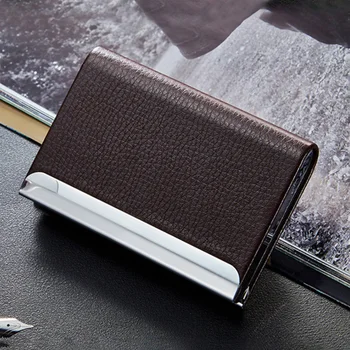 

Card Holder Business Credit PU Leather Solid Wallet Fashion Gift Name Portable Case Box Storage Bag Mini