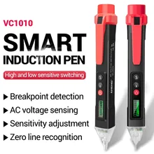 Detector de voltaje VC1010, bolígrafo inteligente sin contacto, medidor de CA, bolígrafo, indicador eléctrico, Sensor LED, probador de corriente de voltios