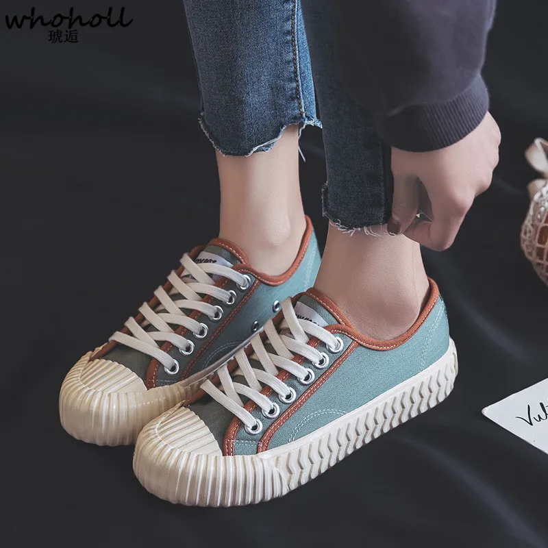 

Women Canvas Shoes Vulcanized Lady Casual Shoes Lace Up Flat shoes top Quality 2019 New summer 35-40