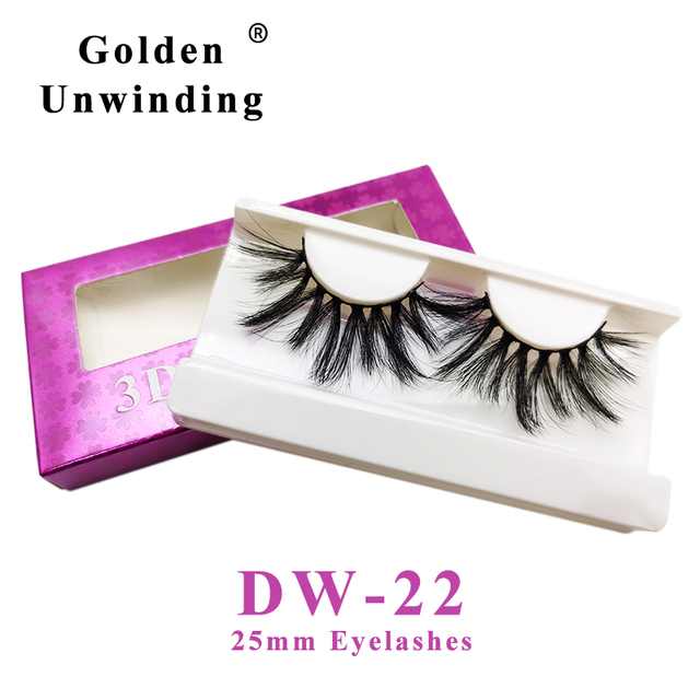 3D Faux Mink Lashes False-Eyelashes 25MM Dramatic Natural Thick Faux Mink Lashes Makeup Eyelash Extension Golden Unwinding