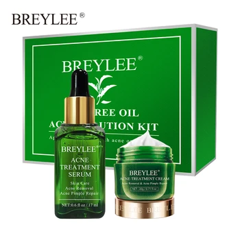 

BREYLEE Tea Tree Acne Solution Kit Acne Treatment Serum Face Cream Pimple Removal Essence Contract Pore and Repair Skin Liquid
