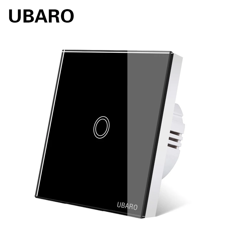 

UBARO EU/UK Crystal Glass Panel Light Wall Power Interruptor Pared Touch Botton Switch Led Schakelaar Switches 1Gang AC100-240V