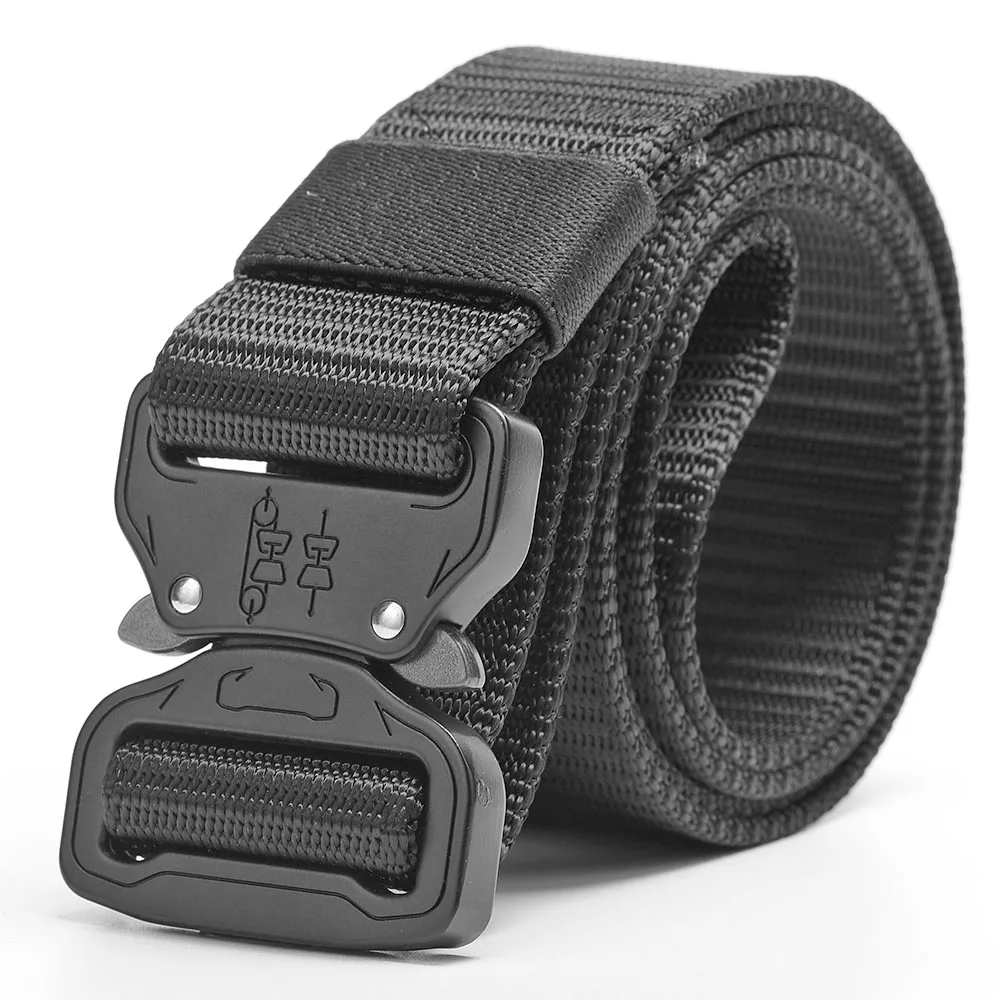 Black Мужские тактические ремни Quick Release Knock Off толстый ремень военный армейский Пейнтбольный пояс сверхмощный нейлоновый пояс с металлической пряжкой - Цвет: Black