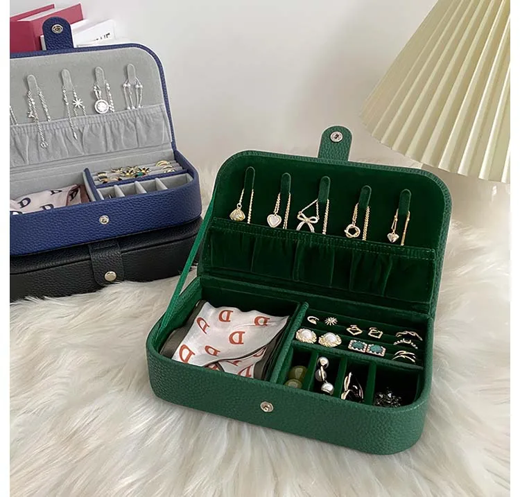 Travel Jewelry Organizer 💼 PU Leather Box – Portable Jewelry Storage Case for Earrings,... - SKU TJO01541 - UGI Packa...