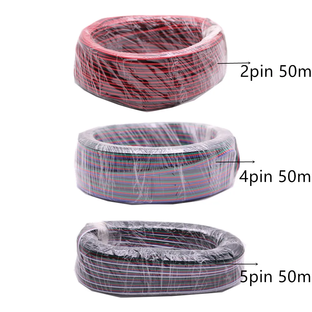 

50m/lot, 2pin 4pin 5pin Red Black cable, Tinned copper 22AWG, PVC insulated wire, Electronic cable, for 5050 RGB RGBW LED strip