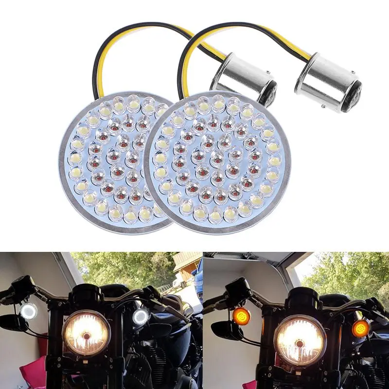 

2Pcs 1157 LED Turn Signals Light Inserts For Ha rley Sportster Electra Glide Dyna FLSTF CVO