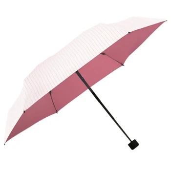 

Five Fold Black Plastic Umbrella Sun Protection Uv Umbrellas Mini Plaid Stripes Folding Sun Umbrella