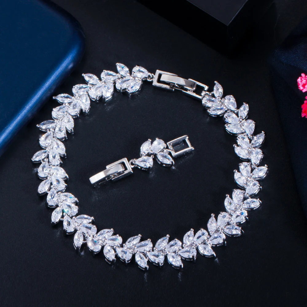 Bracciale Tennis Sposa In Zirconia Cubica Trasparente - Gocce, Metallo Senza Nichel, 7.5 Pollici, Con Scatola Regalo