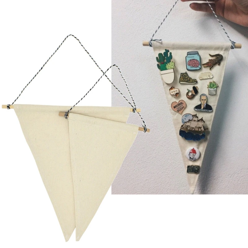 

Triangle Wall Flag Brooch Display Blank Wall Canvas Enamel Brooch Pin Jewelry Storage Banners Buttons and Label Pins Collections