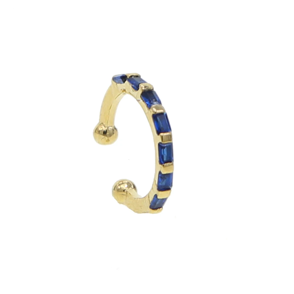 1 Pc gold filled 4 colors Colorful Birthstone red green blue white cz cute charm ear cuff clip on earrings women fashion Jewelry