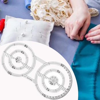 

Sewing Ruler Template Transparent Thick Tailor Measuring Tool Making Clothing Double Circle Craft DIY Patchwork Quilting Acrylic