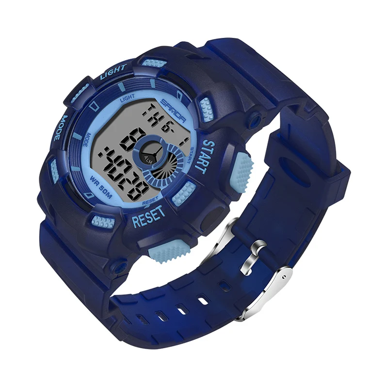 Blue SANDA детские спортивные часы 7 цветов светодиодный цифровые часы для мальчиков и девочек, студенческие водонепроницаемые электронные наручные часы Relogio Masculino - Цвет: Blue
