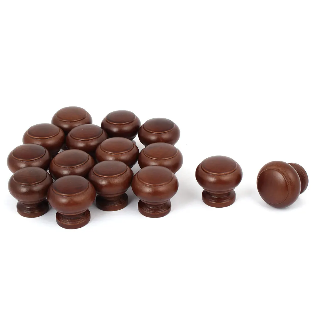 Furniture Knobs uxcell 15pcs Home Cabinet Drawer Wooden Wood Pull Knob Grab Handle Dark Brown 27mmx25mm