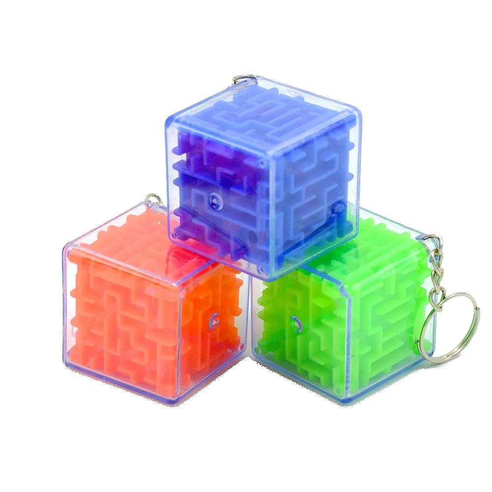 

3CM Red Green Blue Yellow Children Stereo Six-sided Cube Rotating Roll-on Maze Intelligence Relaxation Capsule Toy