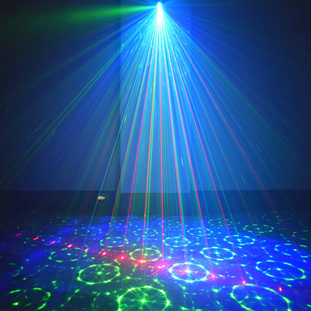 Mini DJ Disco Light USB Charge 60 Modes Stage Lighting Effect Voice Control Laser Projector Light Dance Floor Bar Party Activity