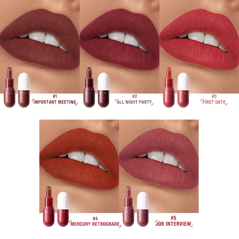 FOCALLURE Mini matte lipstick waterproof red brown velvet long lasting lipstick waterproof set