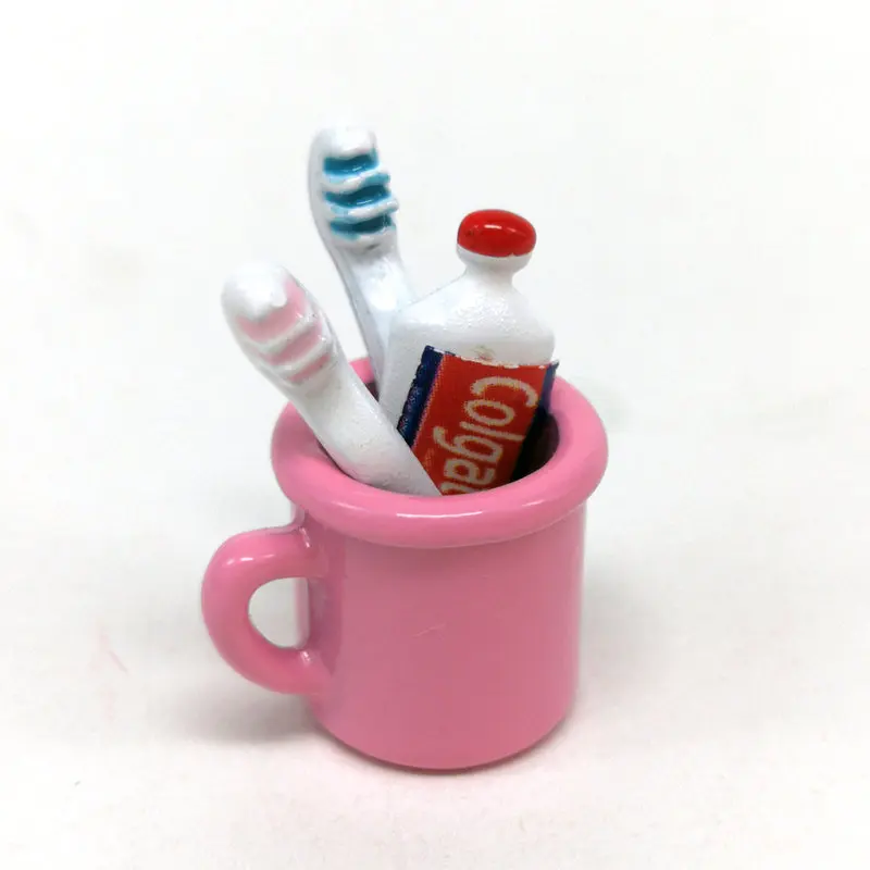

Doll House Bathroom Accessories [kou zhong + Toothpaste Toothbrush] Retro Rinse Cup Dollhouse Candy Toy