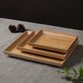 

1/3Pcs Simple Wooden Rectangular Fruit Plate Snack Pallet Japanese Storage Trays Kitchen Organization Serving Tray Storage Plate