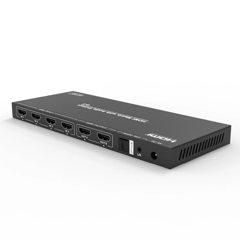 Am A42A Video Switcher 4 in 2 Out Hdmi Matrix with Audio Separation L R Splitter 2