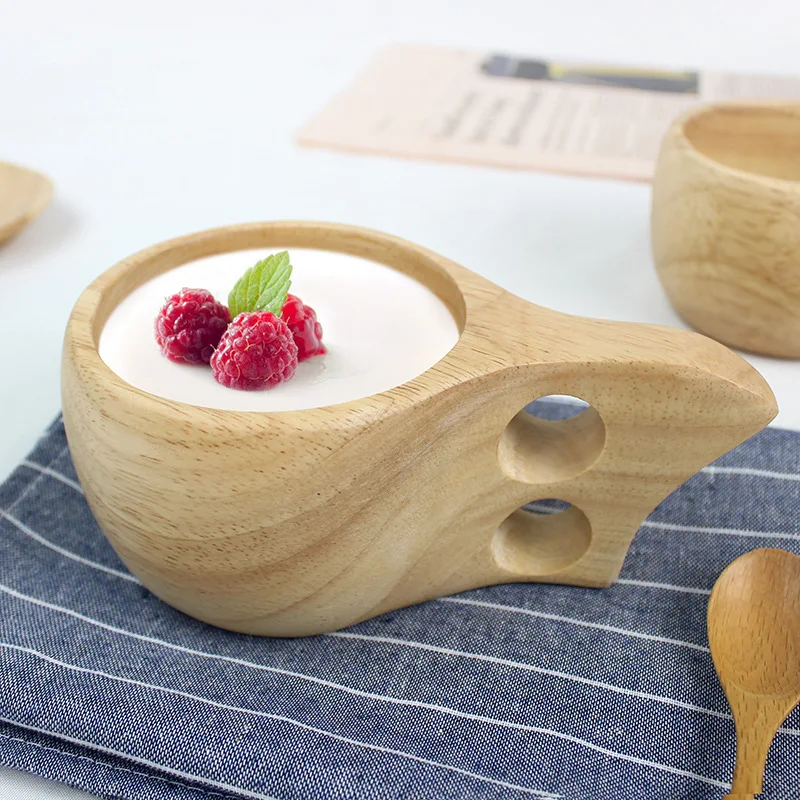 

Japanese Style Wooden Milk Coffee Cup Creative Solid Wood Water Cup Daily Necessities