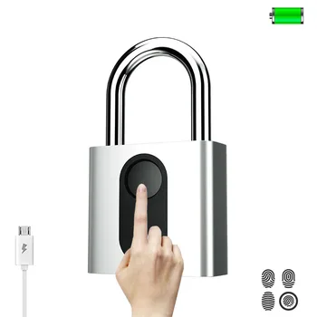 

Keyless Smart Door Lock Fingerprint Padlock Quick Unlock USB Rechargeable Anti-Theft Door Lock Padlock Door Luggage Case Lock
