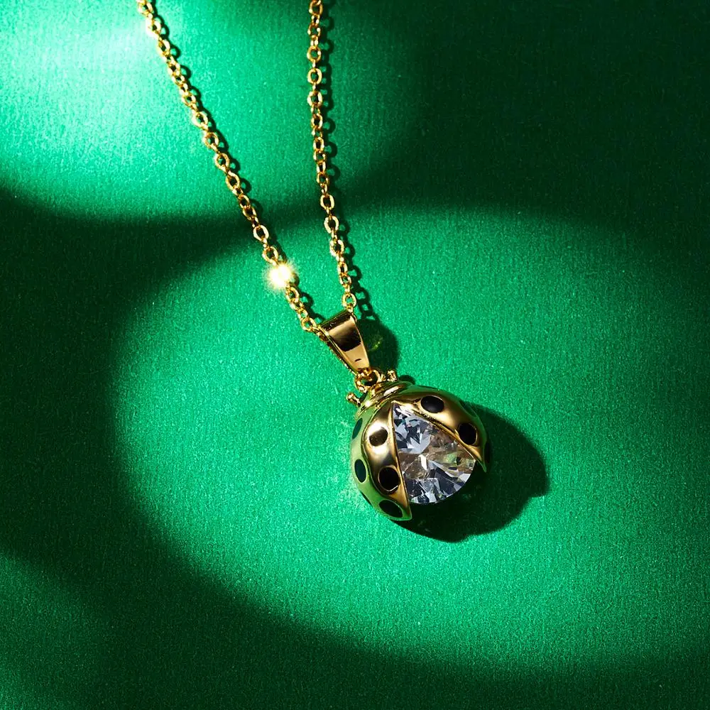 Элегантное животное божья коровка циркон кулон ожерелье 3 цвета для женщин Длинная цепочка, со стразами декоративное ожерелье Модные украшения подарок