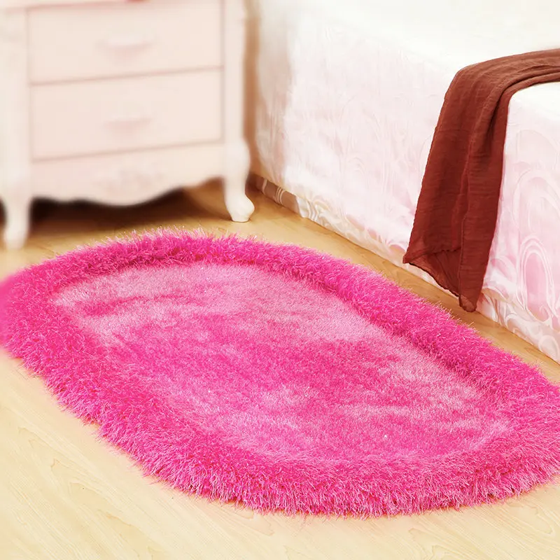 Pink Овальный эластичный Шинер текстура коврик в ванную Коврик противоскользящий пол ковер коврик для ванной коврик для спальни диванные подушки Tapete Banheiro - Цвет: Pink