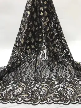 

Last desgin lace fabric with sequins for wedding 2019 African French Lace Fabric High Quality Lace ,Sequins lace fabric 5 Yards