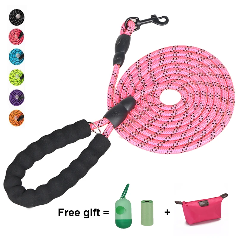 dog collars girly	 1.5M/2M/3M/ Pet Leashes Reflective Multi Color Round Rope Large Dog Collar Leash Training Running Rope For Medium And Large Dogs Dog Collars medium Dog Collars