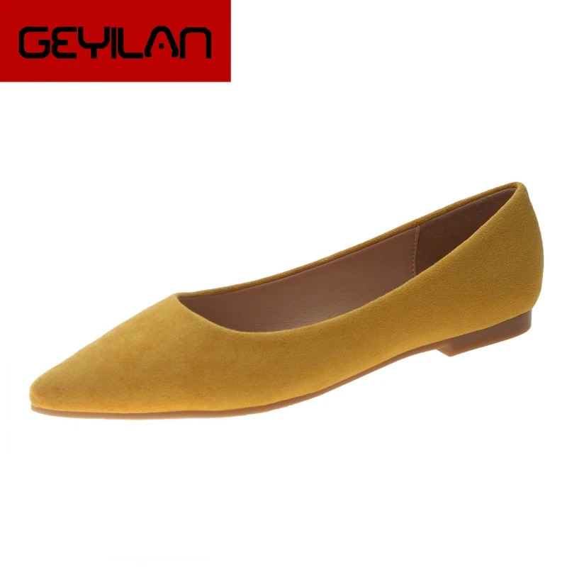 

Flats Spring Autumn Fashion Pointed Toe Shoes Female Flat Shallow Mouth Kid Suede Leather Women's Shoes Big Size 41 JS-A0003