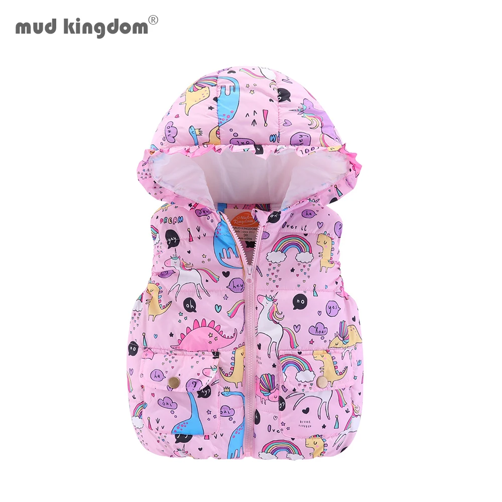 Girls Hooded Vest Sleeveless Wool Vest Jacket Cartoon Print Coat Kids Warm Cashmere Outwear Clothes children vest