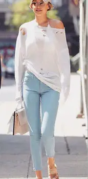 

Hot Fashion Women Casual Long Sleeve Shirt Casual Off Shoulder Knitted Pullover Sweatshirt Tops Knitwear Loose white Hoodies