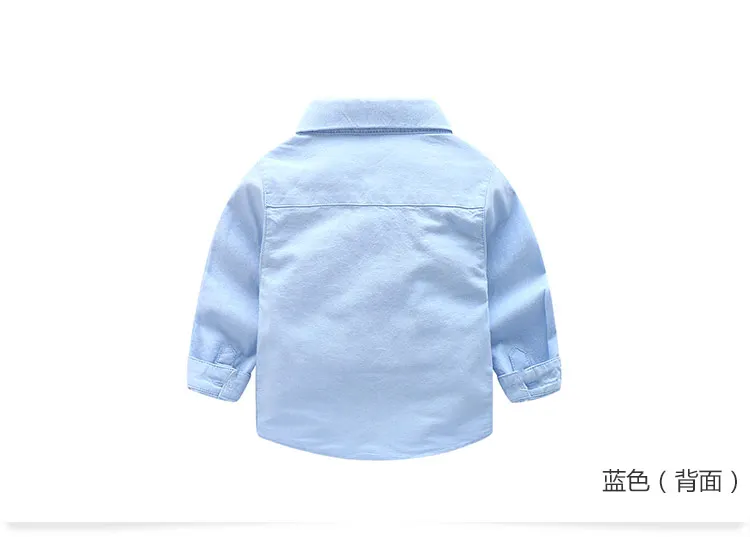 Kids Shirt 2018 Spring Autumn New Design Cotton Long Sleeve Stripe Solid Color Bow Turn-Down Collar For Boys Shirt (4)