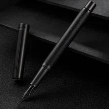 Hongdian, черная металлическая авторучка, чернильная ручка, титановая, черная, тонкая ручка, бизнес, офис, школьные принадлежности, ручка для письма
