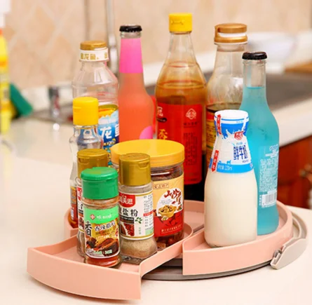 Kitchen Condiment Storage Rack Pull Out Tray Condiment Bottle Tray Kitchen Rack Household Rotating Racks