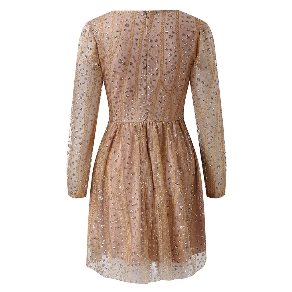Long Sleeve Sequin Dress 