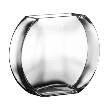 

Simple creative peach blossom transparent glass fish tank gold fish tank flat round mini aquarium