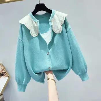 

MUMUZI sweter mujer sweater cardigan coat female 2020 spring new doll collar sweater cute knitted coats knitwear women jackets
