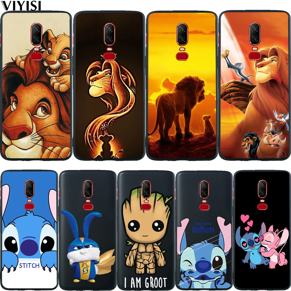 

Cute Stitch Groot Lion King Animal Phone Case For Oneplus 7 Pro Case 6T 6 5 5T Coque Black Soft Silicon Cover Etui Funda Capinha