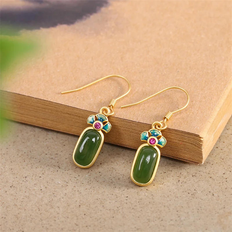 Jasper and Jade Earrings Earrings in Green Tear Drops Gemstone Earrings Green Jasper and Yellow Jade Earrings