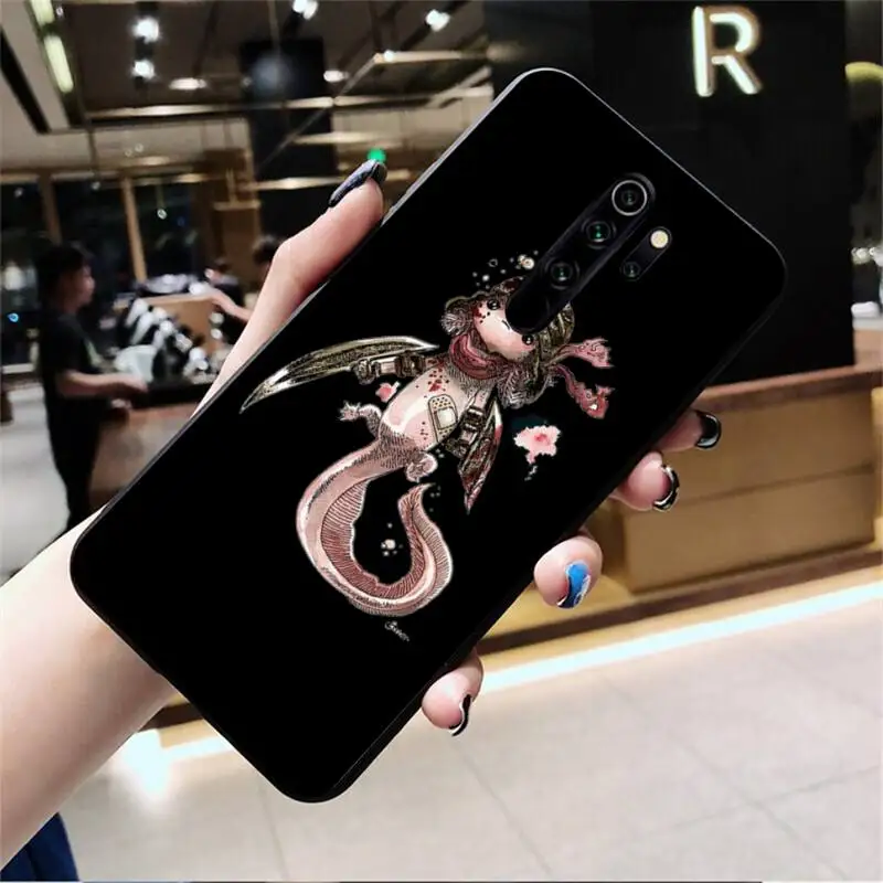 YJZFDYRM Cute Animal Axolotl Coque Shell Phone Case for Redmi Note 9 8 8T 8A 7 6 6A Go Pro Max Redmi 9 K20 xiaomi leather case cosmos blue