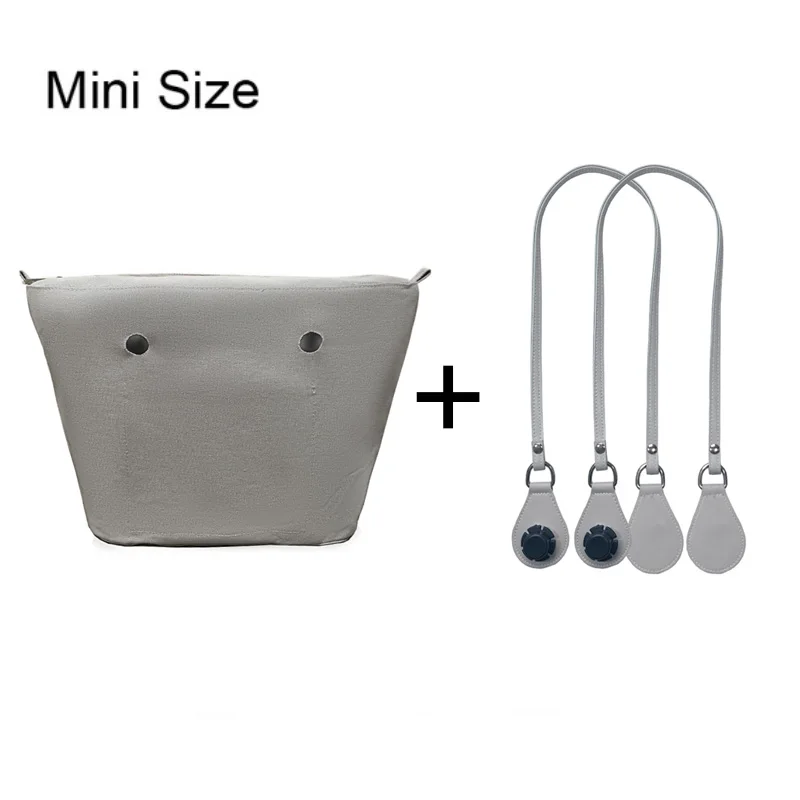 1set 85cm Long Microfiber Leather Handles with Canvas Floral Insert Inner Pocket for Classic Mini Obag O Bag Women Handbag 
