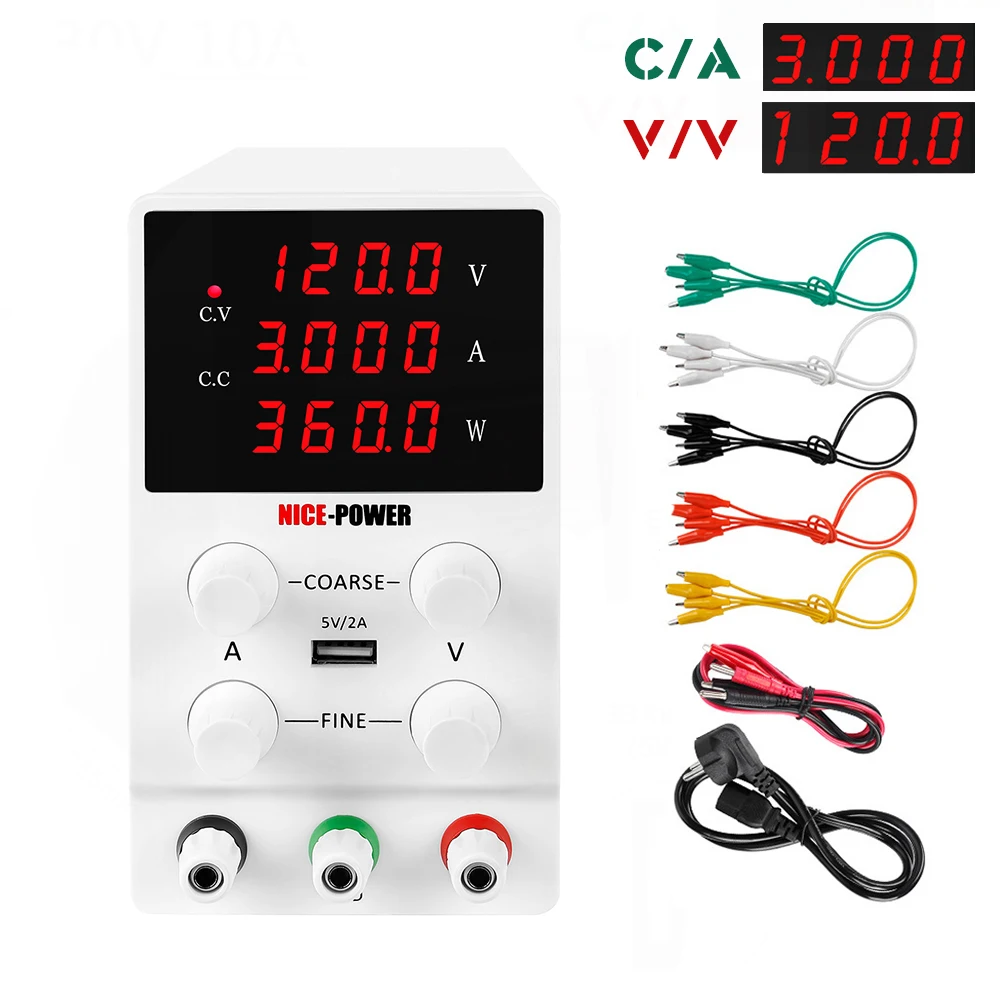 

NICE-POWER 120V 3A DC Power-Supply Lab Adjustable Laboratory Bench Power Source Digital Voltage And Current Regulator 110V/220V